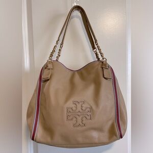 Tory Burch Bedrock Striped Tan Harper Tote - Rare